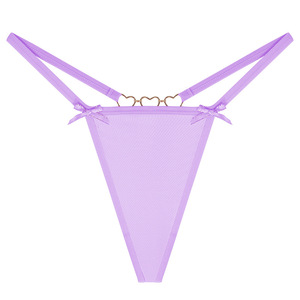 Women Sexy <b>Thong</b> Panties Thin Strap Low Rise Ladies G String Underwear Breathable T-back <b>Thong</b> with Heart Metal Ring and Bow - Product Image 1