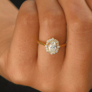 MaiYi IGI-gecertificeerde CVD HPHT laboratorium gekweekte ovaal geslepen diamanten <span class=keywords><strong>ring</strong></span> 14k/18k massief gouden op maat gemaakte sieraden voor dames en heren, verlovingsring - Product Image 1