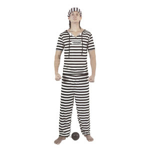 Disfraz de Prisionero Adulto, Mono a Rayas con Parche de Número, Certificado EN71, Suministro al por Mayor para Filmación de Cine y Televisión - Product Image 3