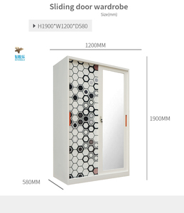 Meubles de chambre à coucher coulissants modernes armoire-penderie en métal bon marché <span class=keywords><strong>avec</strong></span> <span class=keywords><strong>serrure</strong></span> et clé imprimée armoire Lemari Baju Besi pour usage domestique - Product Image 5