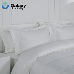 Cotton Tự Nhiên Trắng Được Trang Bị Dải Satin Bed Sheet Queen Kích Thước Bed Linen Hilton Hotel Bộ Đồ Giường - Product Image 5