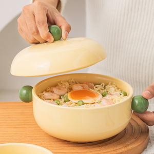 Bol à nouilles en céramique avec <span class=keywords><strong>poignée</strong></span> sphérique Ensemble de bols de service Ramen Bol à mélanger les céréales allant au four - Product Image 2