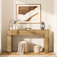 Table console en bois clair de 63 pouces, design minimaliste en forme de U, table de couloir longue et étroite avec pieds épais pour le salon