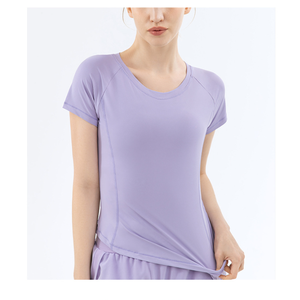 Wholesale Women's Mesh <b>Back</b> Short Sleeve Yoga T Shirt Slim Fit Quick Dry Athletic <b>Top</b> Breathable Running Pilates Workout Tee - Product Image 5