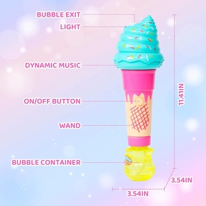 Máquina eléctrica de burbujas con luz, juguete de helado de dibujos animados, varita mágica de burbujas para niños con botella de recarga de burbujas de jabón de 90ml - Product Image 2