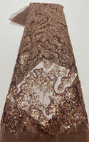 NI.AI Tissu en dentelle perlée de luxe, à motifs floraux brillants, avec sequins, en tulle et maille, idéal pour les tenues africaines - Vente chaude