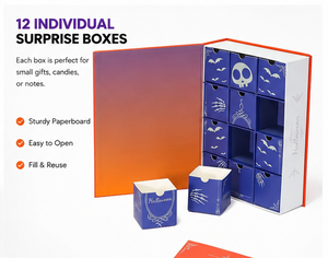 Custom Book Shaped Halloween Advent <b>Calendar</b> Box with 12 Drawers Rigid Cardboard Purple Mystery Blind Box Gift Packaging Box - Product Image 2