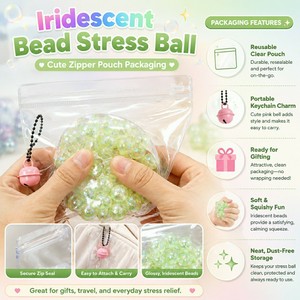 Al por mayor: Llavero de juguete antiestrés con cuentas iridiscentes y cadena de cuentas blandas, con bolsa con cremallera, regalo de relajación para viajes - Product Image 5