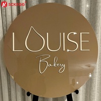 Enseigne ronde personnalisée en acrylique beige avec lettres 3D pour vitrine de boulangerie, décoration intérieure