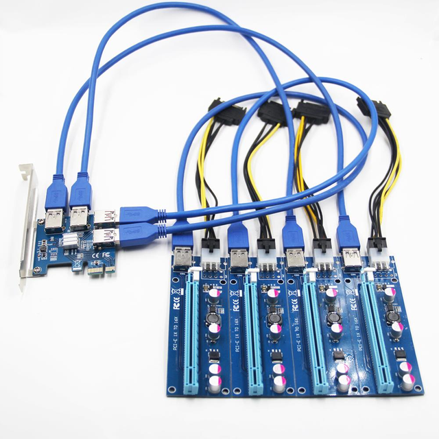 PCIe 1 to 4 PCI Express 16X Slots Riser Card PCI-E 1X to External 4 PCI-e Slot Adapter PCIe Port Multiplier Card