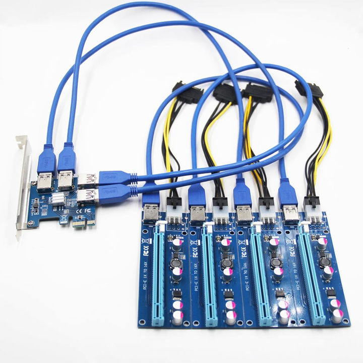 PCIe 1 to 4 PCI express 16X slots Riser Card PCI-E 1X to External 4 PCI-e  Slot