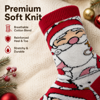 Chaussettes d'hiver douces, confortables, flexibles et respirantes de couleur rouge avec logo du Père Noël, design de Noël pour unisexe