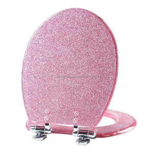 Ecologisch verantwoorde, op maat gemaakte, roze glitter, gegoten houten toiletbril, ronde toiletbrilhoes, vervanging voor meisjesbadkamer - Product Image 1