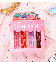Baume à lèvres roll-on aux fruits pêche et fraise, ensemble de maquillage hydratant, huile à lèvres transparente cerise et raisin, gloss hydratant GG