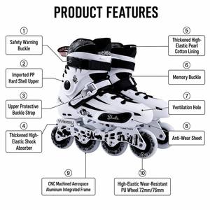 Patins à roulettes en ligne unisexes pour adultes OEM, coque rigide en PP, roulement ABEC-9, cadre en alliage d'aluminium CNC, roue en PU hautement élastique, vente en gros - Product Image 6