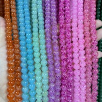 Perles en verre imitation jade craquelé, rondes, 8mm et 10mm, pour bijoux quotidiens bohèmes empilables et DIY, vente en gros à bas prix