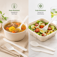 Ensemble de couverts biodégradables de qualité alimentaire emballés individuellement en CPLA compostable pour la restauration en gros