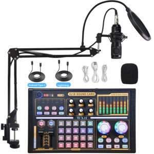 BM 800 Professional DJ18 Juego de tarjeta de sonido inalámbrica con pantalla LED Micrófono de condensador de estudio portátil Karaoke Podcast Grabación - Product Image 2