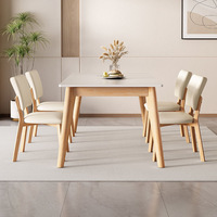 Ensemble de chaises de table à manger minimaliste moderne nordique en bois massif marbre couleur noyer plaque de base pleine longueur assemblée pour la ferme