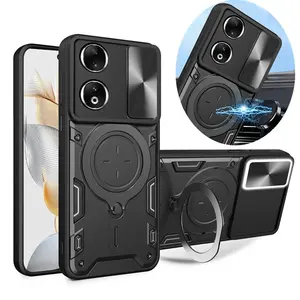 For Honor 90 Lite Case Slide Camera Lens Phone Cases For Honor90 Honor 90lite Bumpers Armor Stand Holder Ring Cover