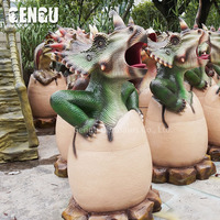 Poubelle de dinosaure en fibre de verre décorative d'intérieur pour centres commerciaux aéroports garderies jardins d'enfants écoles