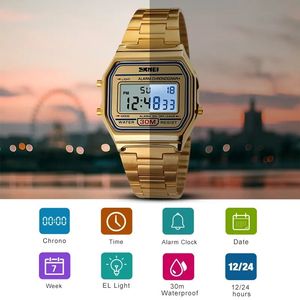 Relojes Digitales Skmei 1123 Dorados para Hombre, Resistentes al Agua, Deportivos, de Negocios, de Moda, de Lujo, Relojes de Pulsera para Hombre, Montre, Relojes - Product Image 3