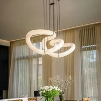 Lustre LED en albâtre naturel de luxe personnalisé Luminaires annulaires de style moderne Éclairage de salle à manger de villa et d'hôtel