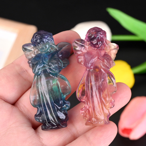 Estatua de Ángel de Fluorita Arcoíris Natural al por Mayor, Piedra Curativa de Cristal Tallada en Forma de Ángel para Decoración - Product Image 6