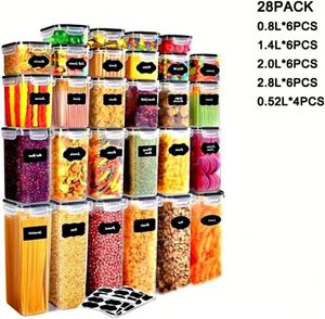 24 Pack Set Injection-Molded Rectangle Airtight Eco-Friendly Transparent Plastic American Style <b>Kitchen</b> Organizers Dry <b>Storage</b> - Product Image 2
