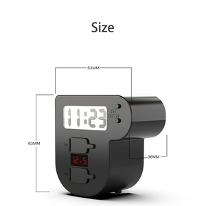 Xe máy kép USB sạc + Đồng hồ kỹ thuật số + LED Vôn kế 5V 3.1A/1.5A sạc nhanh sạc xe hơi không thấm nước - Product Image 4