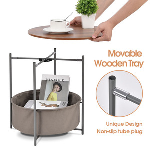 Tavolino da Caffè Rotondo in Legno Italiano Design a Vassoio Tavolini Laterali Piccoli Antichi per Soggiorno Camera da Letto - Product Image 5