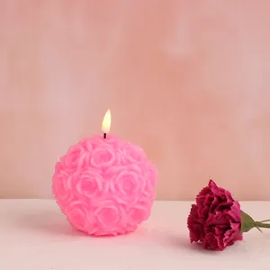 Matti's Battery operated Home decoration 3d real flame Wedding Rose red Rose ball type led candle