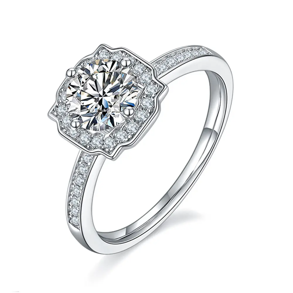 High-End 1 Karat Glisten Diamant S925 Sterling Silber Ringe für Frauen Moissan ite Ring Valentinstag Geschenk