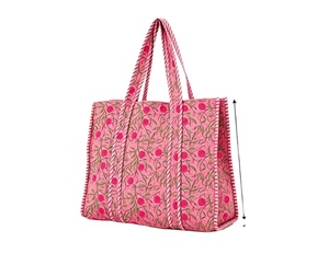 <b>Boho</b> Quilted Cotton Tote Bag with Custom Logo Large Capacity Shopping Shoulder <b>Handbag</b> - Product Image 1