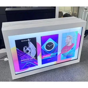 Caixa de holograma 3d interativa tamanho humano, 86 polegadas, caixa transparente, tela touch, holofote em tempo real, projeção