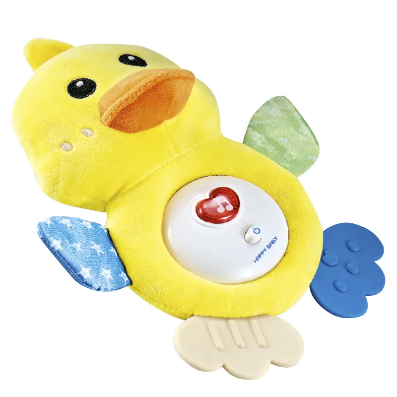 Sound and Light Soothe Doll Baby Soft Cartoon Duck Doll Electric Musical Appease Soothe Comfort Baby Sleep Toy for New Born