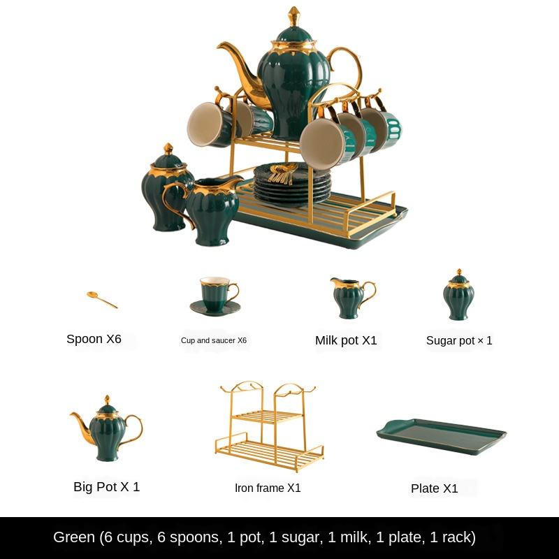 Green 6 Cups Coffee Set