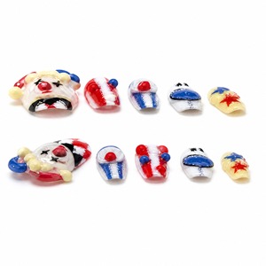 Faux ongles en verre faits main, motif clown, ensemble patriotique coloré, étoiles scintillantes, rouge, blanc, bleu, décoration de fête - Product Image 5