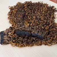 Extensions de cheveux humains double trame de 12 à 24 pouces, cheveux vierges vietnamiens pour coiffures bouclées Pixie, couleur 4/30