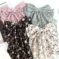 Printemps et été Long ruban arc printemps pince à cheveux fleur imprimé tissu arc cheveux accessoires pour femmes