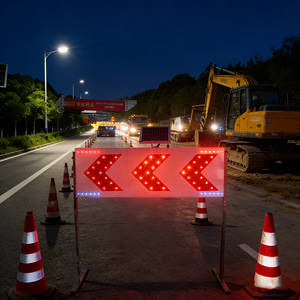 Alüminyum Alaşımlı Güneş Enerjili İnşaat LED Işıklı Sinyal İşareti, Senkronize Dört Oklu - Product Image 3