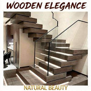 Einfache und Moderne U-förmige Wangentreppe aus Holz mit LED-Beleuchtung vom Hersteller für maßgefertigte Treppen - Product Image 2