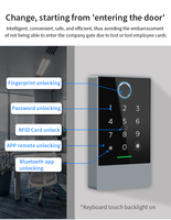 Sistema de Control de Acceso Todo en Uno, Impermeable, con Huella Dactilar, Tarjeta, Bluetooth, WiFi, Contraseña, Desbloqueo Remoto en la Nube, ABS, Sin Personal