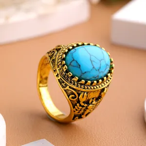 Sieraden Indiase Bohemian Elegante Stijl 18K Turquoise Casual Trend Vrouwen Ring