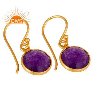 Amatista Aventurina Piedra preciosa Pendiente Diseñador indio Chapado en oro Pendiente de plata Fabricante de joyas Colección clásica - Product Image 2