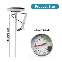 Thermomètre à lait en acier inoxydable avec cadran, thermomètre à café avec clip réglable et sonde longue pour barista