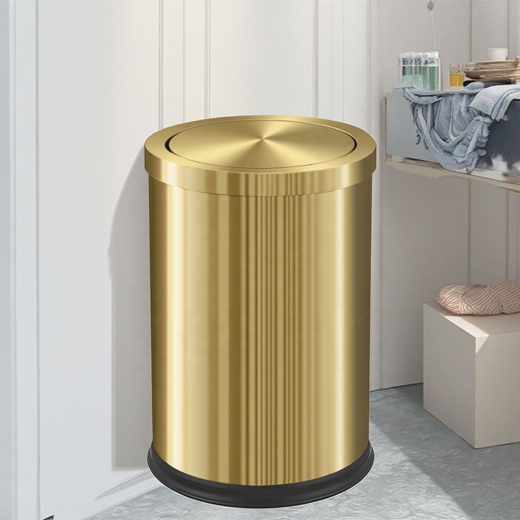 9L Kleiner Stehender Mülleimer mit Schwingdeckel aus Edelstahl, Umweltfreundliche Abfalleimer für Bad, Küche, Wohnzimmer, Metallisch Gold| Alibaba.com