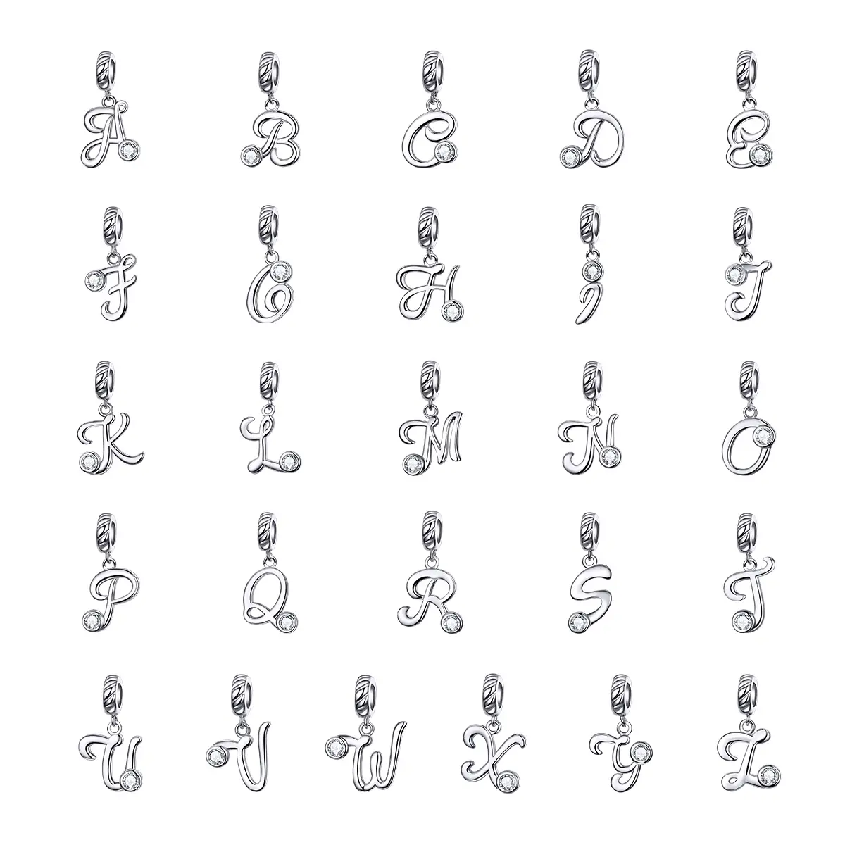2022 Popular alphabet pendant for necklace making 925 sterling silver letter alphabet jewelry charms SCC1183 Jiangyuan