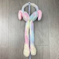 Costume de mascotte gonflable LED avec oreilles de lapin et cache-oreilles en fourrure pour femmes et filles, idéal pour les soirées