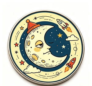 Custom 3D Soft PVC Patch Round Rubber <b>Badge</b> Moon Star Rocket Logo Applique for Branding Gift Cloak Bag Hat - Product Image 2